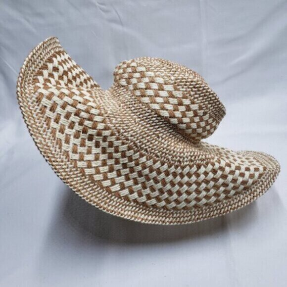 Aerie Paper Straw Beach Hat Big Floppy Neutral Summer Shade - Picture 3 of 13
